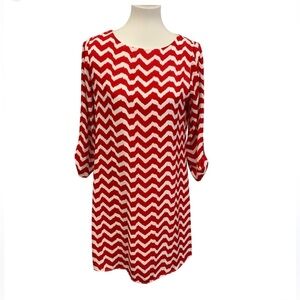 Charming Charlie Red and White Chevron Dress